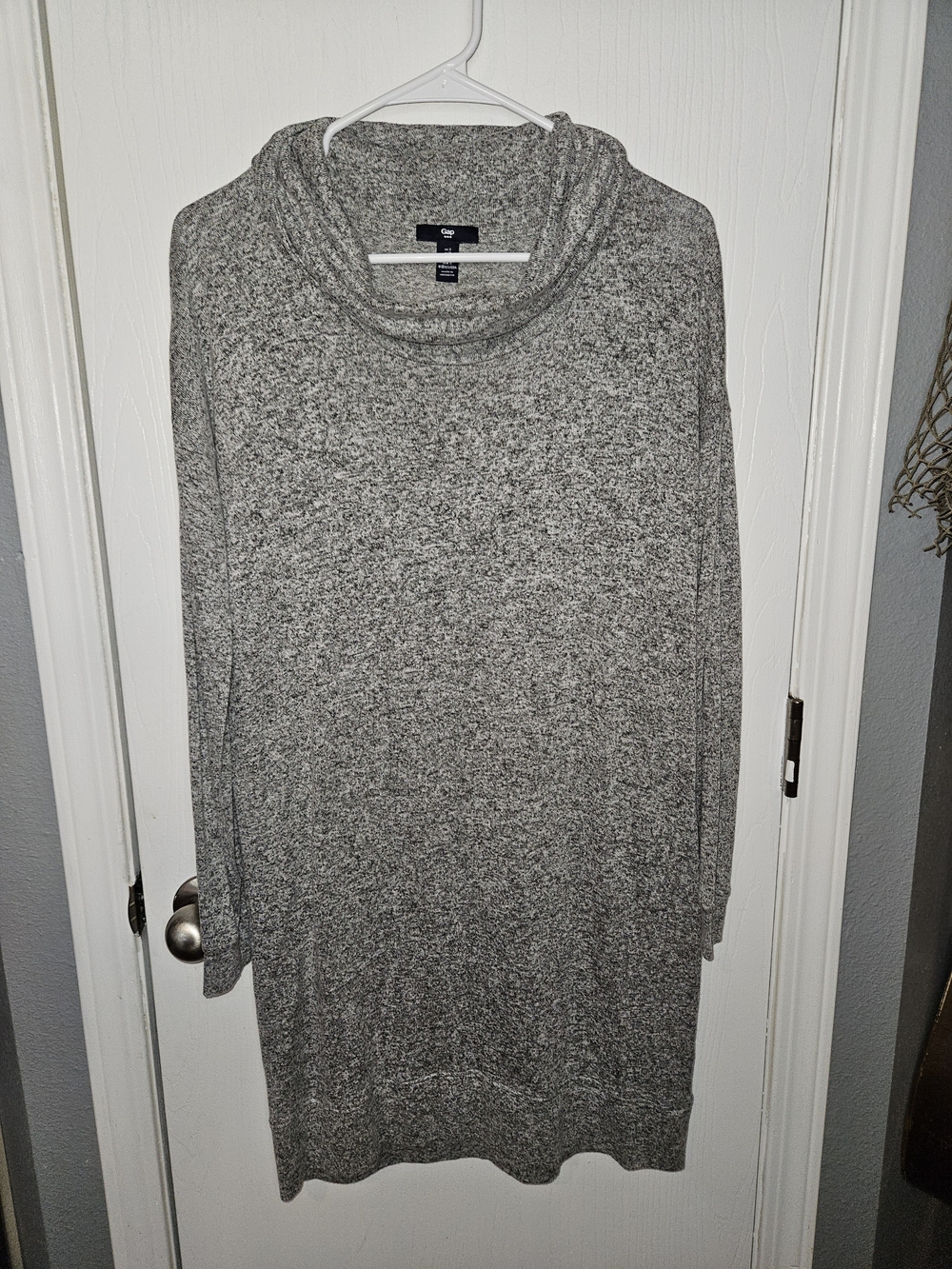 GAP Heather Gray Cowl Neck Midi Sweater Dress